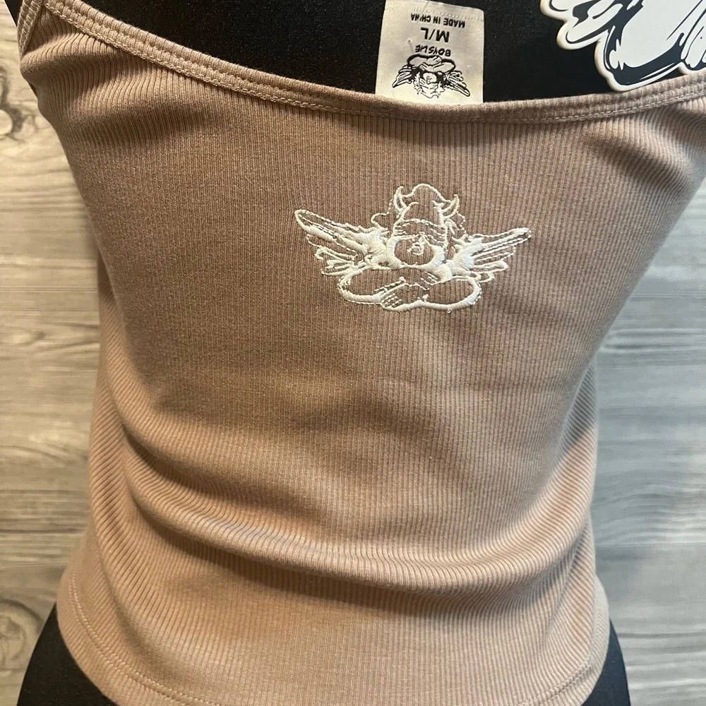 NWT Boys Lie Brown/Tan  Camisole with Blue Graphic Size M/L Rhinestone - Picture 12 of 15